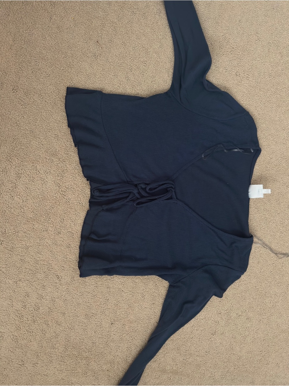 Navy Tie-Front Lightweight Cardigan Sweater